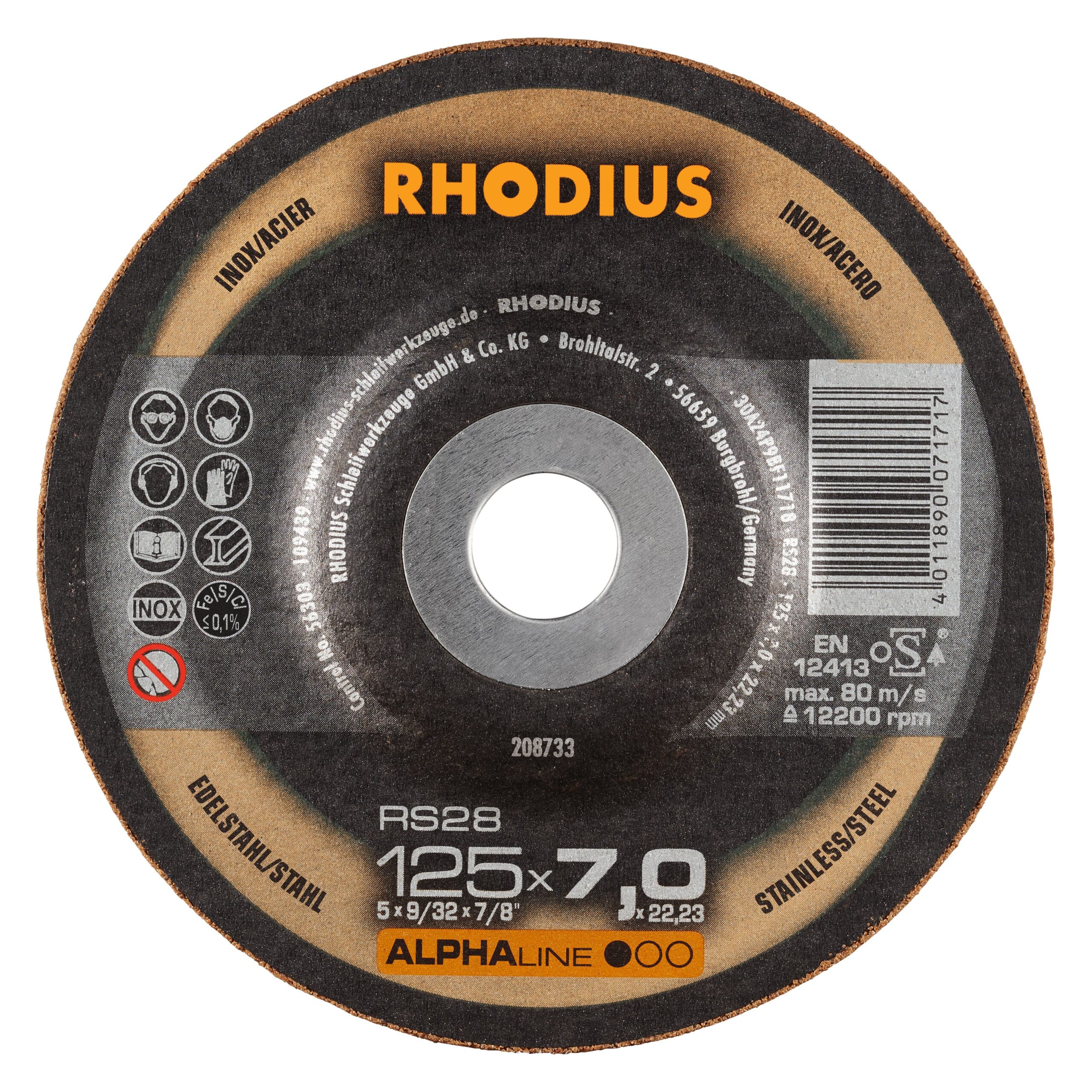 Rhodius RS28 afbraamschijf voor staal en rvs