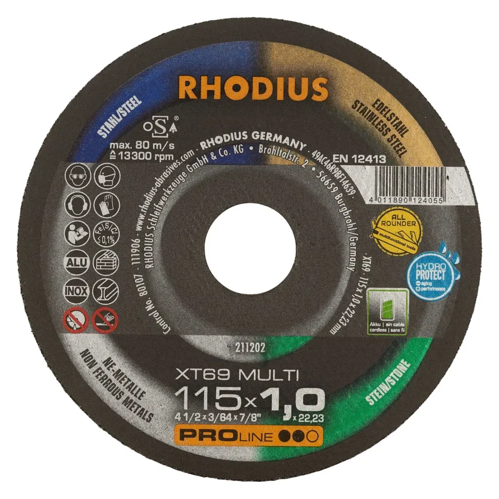 Rhodius XT69 slijpschijf multi inzetbaar voor Staal, RVS, Steen en Aluminium